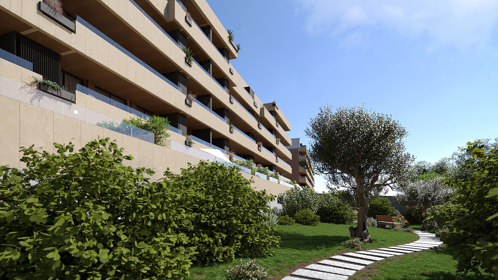 Jardins e varandas do edifício BRAANCAMP